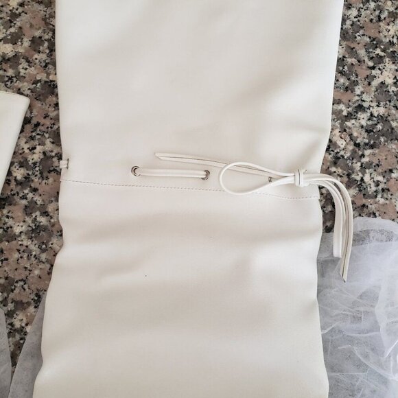 New PrettyLittleThing White Wedge Heel Slouch Thigh High Boot - Picture 6 of 6